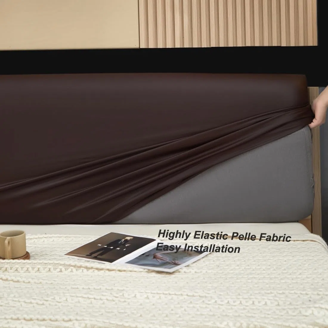 Copritestiera Letto Matrimoniale Ecopelle Copri Testata Letto Matrimoniale/Singolo Una Piazza E Mezza Elastica Universale Copertura Per Testiera Per Letto Protezione(Color:Matcha color,Size:140-160cm)
