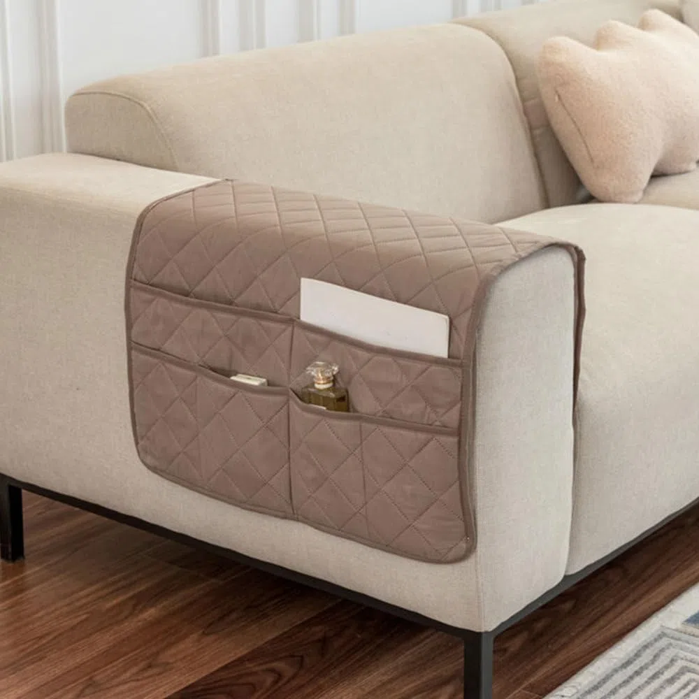 Portaoggetti per Divano, 50 x 90 cm Antiscivolo Organizzatore per Bracciolo con 6 Tasche, Tasca Porta Telecomando da Appendere Stoffa da Bracciolo Divano, per Riviste, Libri, Occhiali, Cellulare