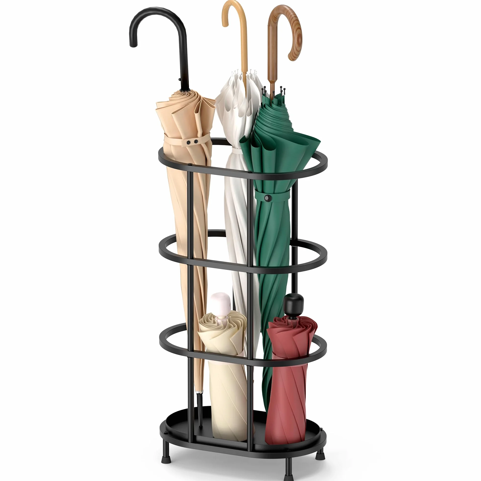 Alyoen Portaombrelli per ingresso, grande portaombrelli in metallo, 17 x 27 x 55 cm, con piedini regolabili, decorativo, autoportante, ellittico, traforato, per casa e ufficio