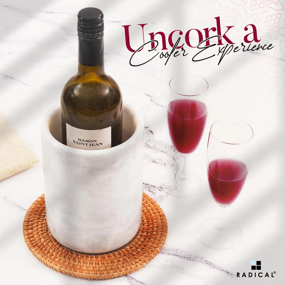 Refrigerante per vino bianco da tavolo fatto a mano marmo termiche per vino per champagne – altezza 11.4 x 11.4 x 16.5 cm "Beverage Freeze Cooler Holder – Uso come utensili