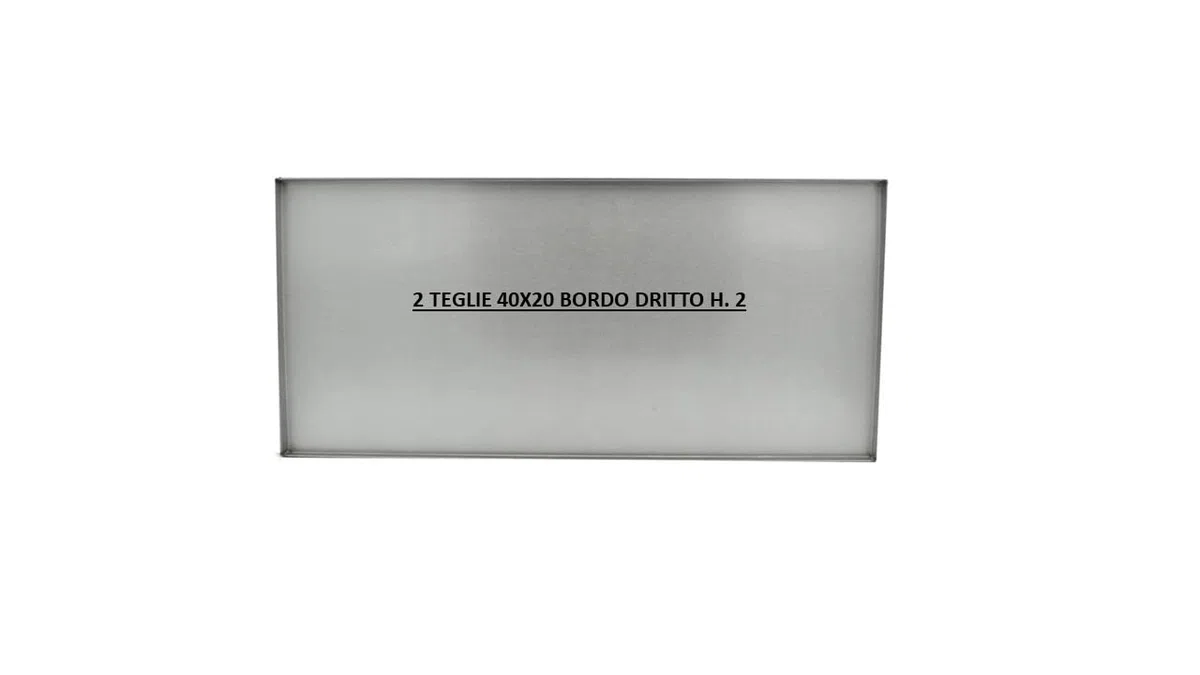 G.T. INOX SET 2 Teglie 40x20 bordo dritto h. 2 cm lamiera alluminata - IDEALE PER PIZZA ALLA PALA O PINSA ALLA ROMANA