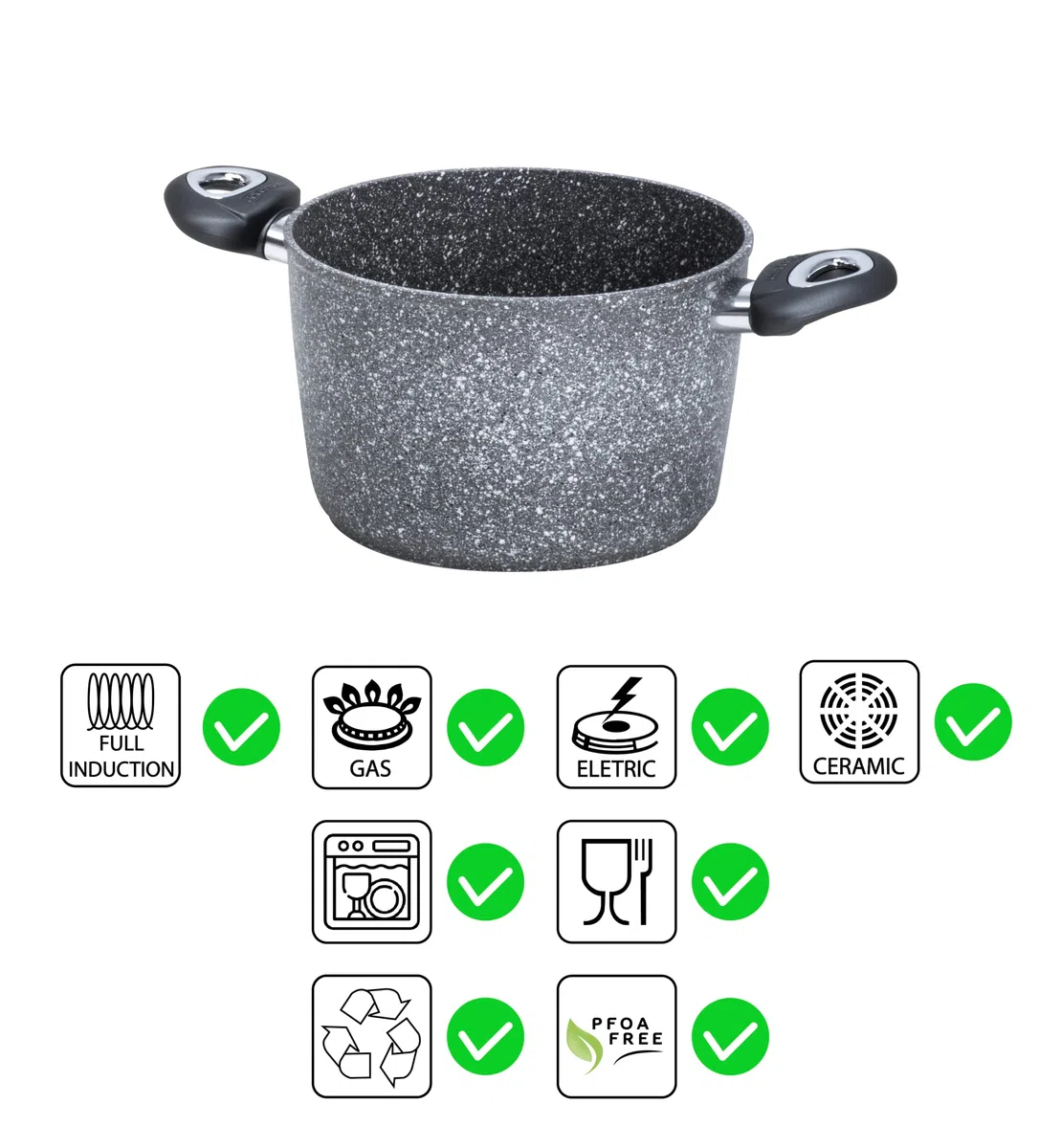Aeternum, Madame Petravera 3.0, Pentola Antiaderente, Ideale per Induzione, Diametro 24 cm, Full Induction, Grigio