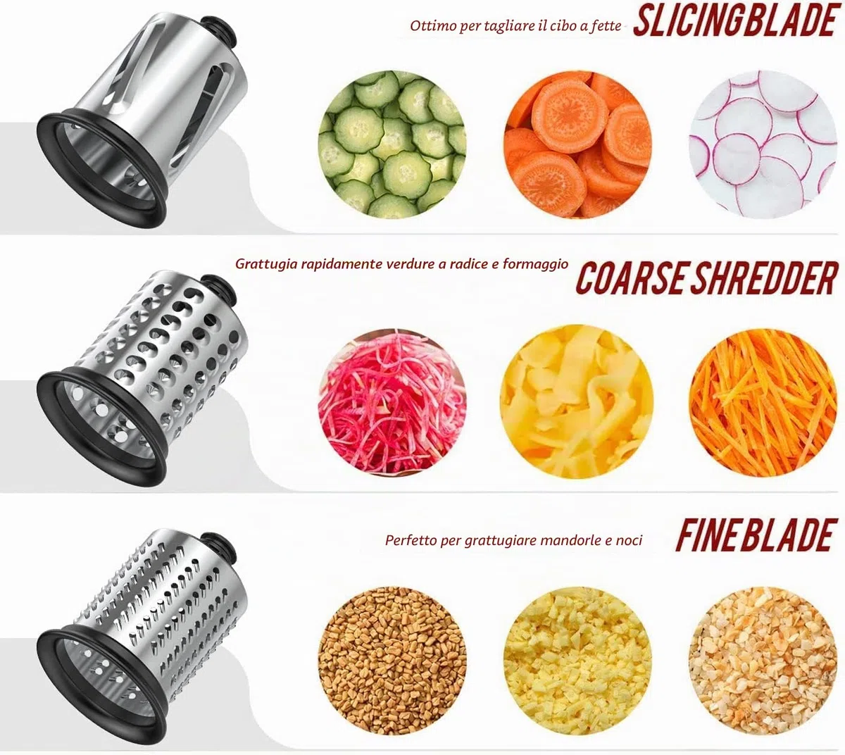 GVODE Accessorio Affettaverdure per Kitchen Aid, Accessorio Grattugia per KitchenAid, Accessorio Grattugia per Formaggio per KitchenAid