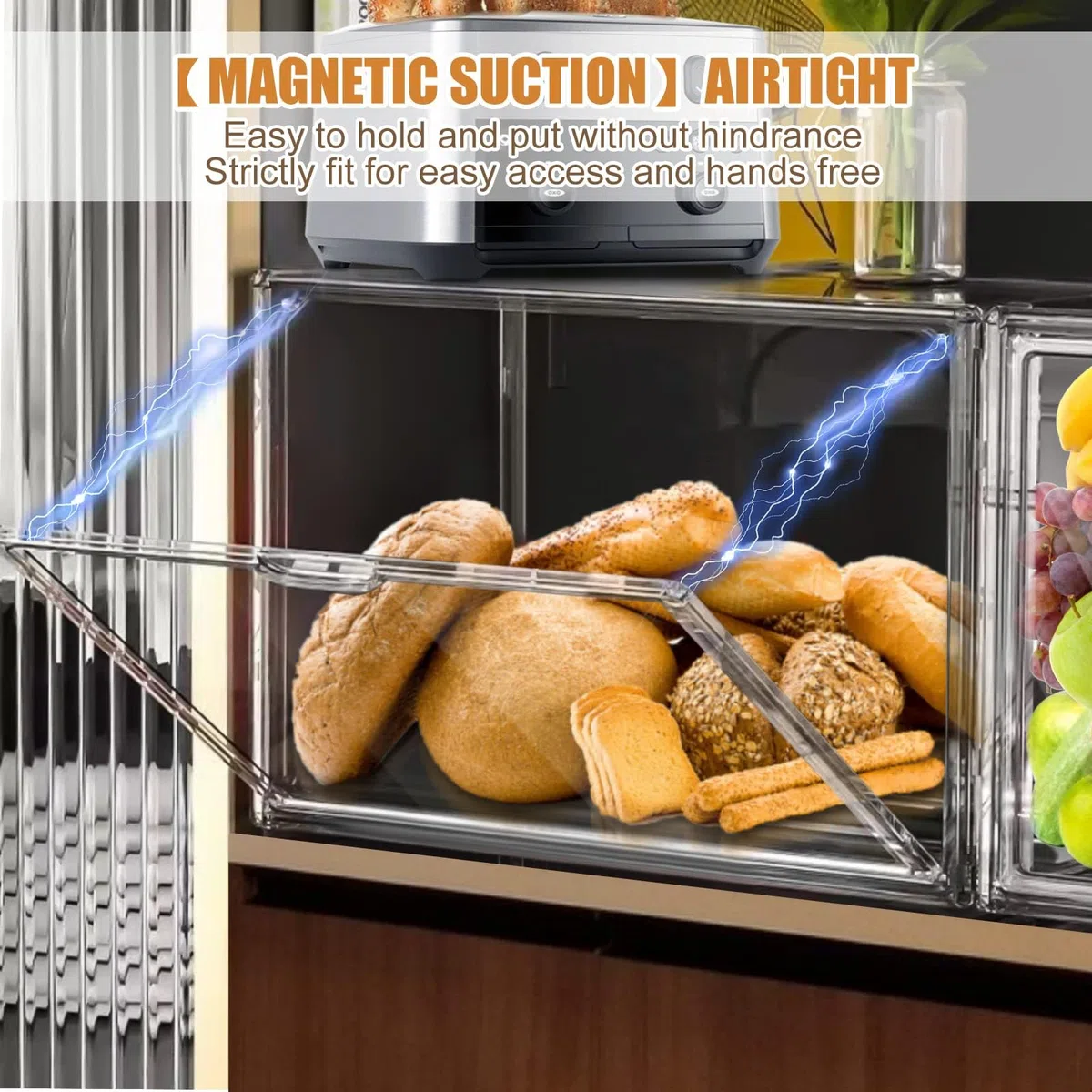 Porta Pane da Cucina Portapane Trasparente con Partizione 50-Carta Forno 8-Etichette Porta Brioches da Bar Vetrinetta Espositiva Porta Fette Biscottate (wu-mbh-transparent-h)