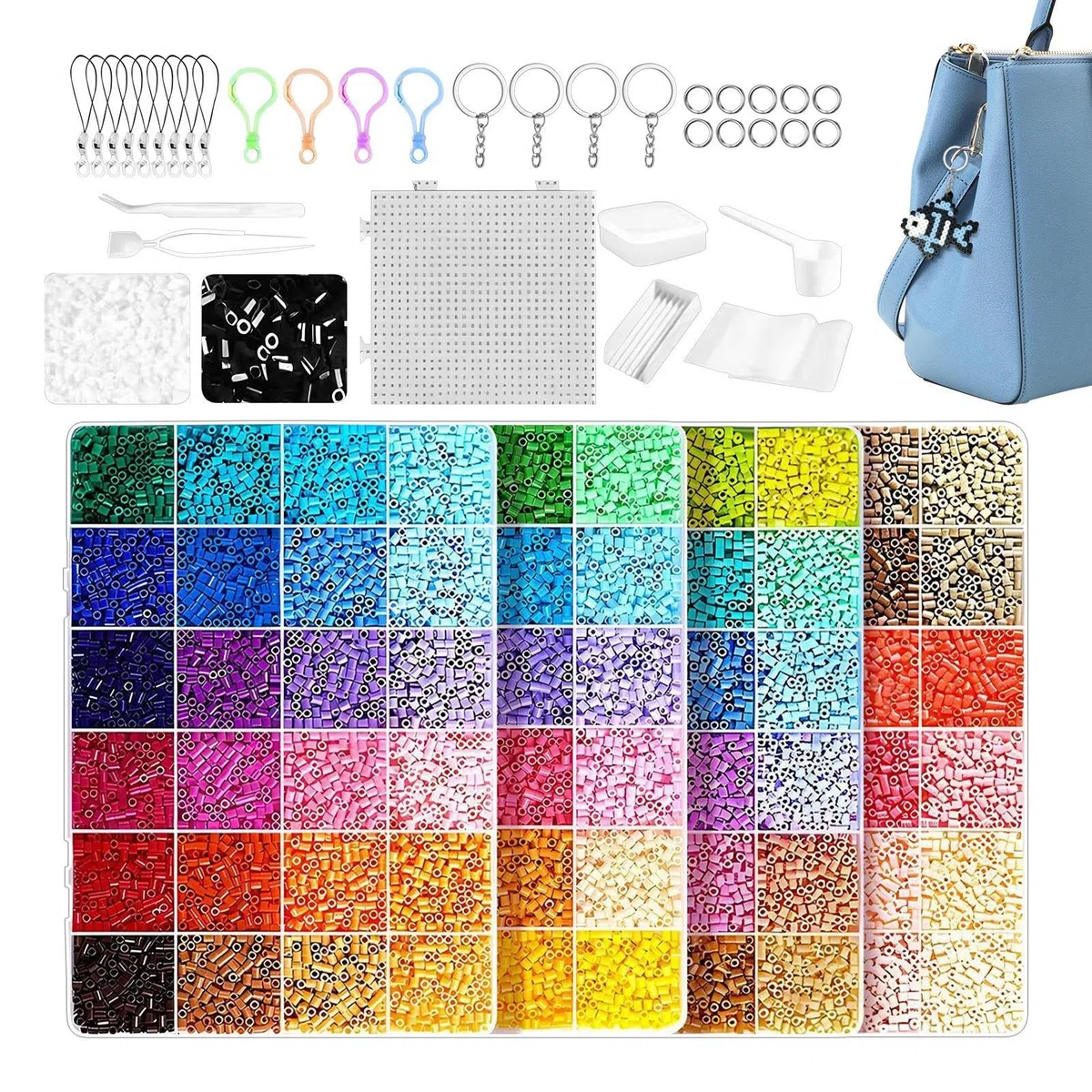 Generisch Perline da stirare per bambini, set fai da te fatto a mano, 24-96 colori, perline da stirare per feste di compleanno per bambini, progetti scolastici, attività familiari, campo estivo a casa