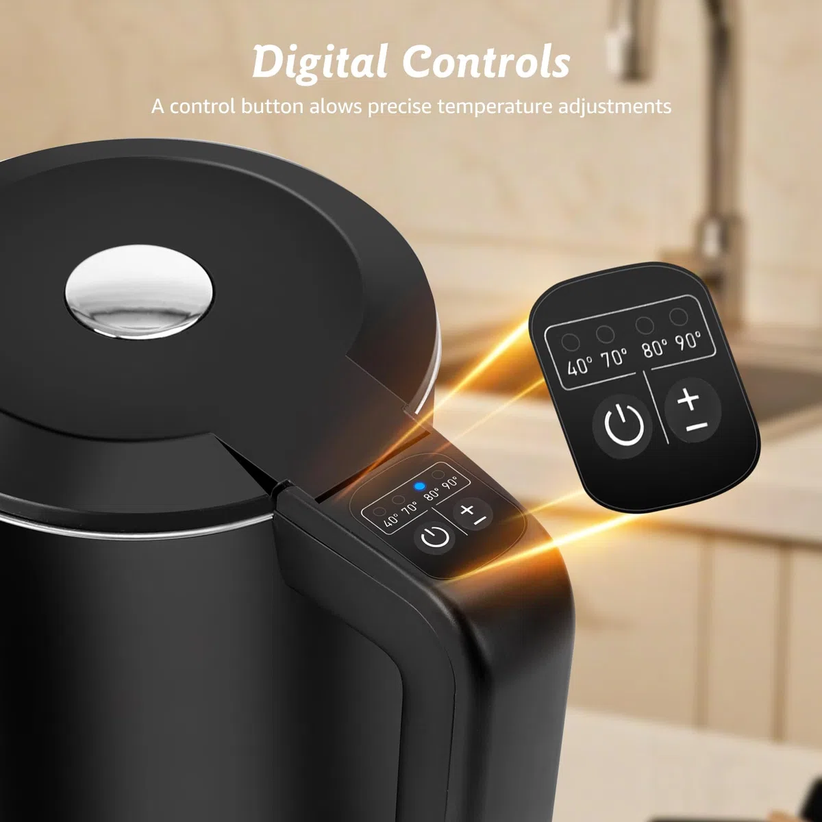 Aigostar Benjamin- Bollitore Smart controllo WLAN compatibile con Alexa e Google Home, Bollitore Elettrico Temperatura Regolabile 40-100 ℃, Doppia Parete, 1,7L 2200W. Funzione di Mantenimento Caldo