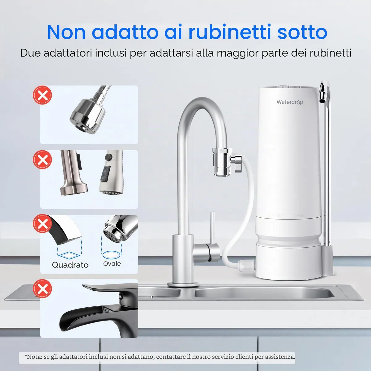 Waterdrop WD-CTF-05 Filtro per Acqua da Banco, 4000 Galloni con Promemoria della Durata del Filtro, Riduce i Metalli Pesanti, Cattivi Odori e il 99% del Cloro (1 Filtro Incluso)