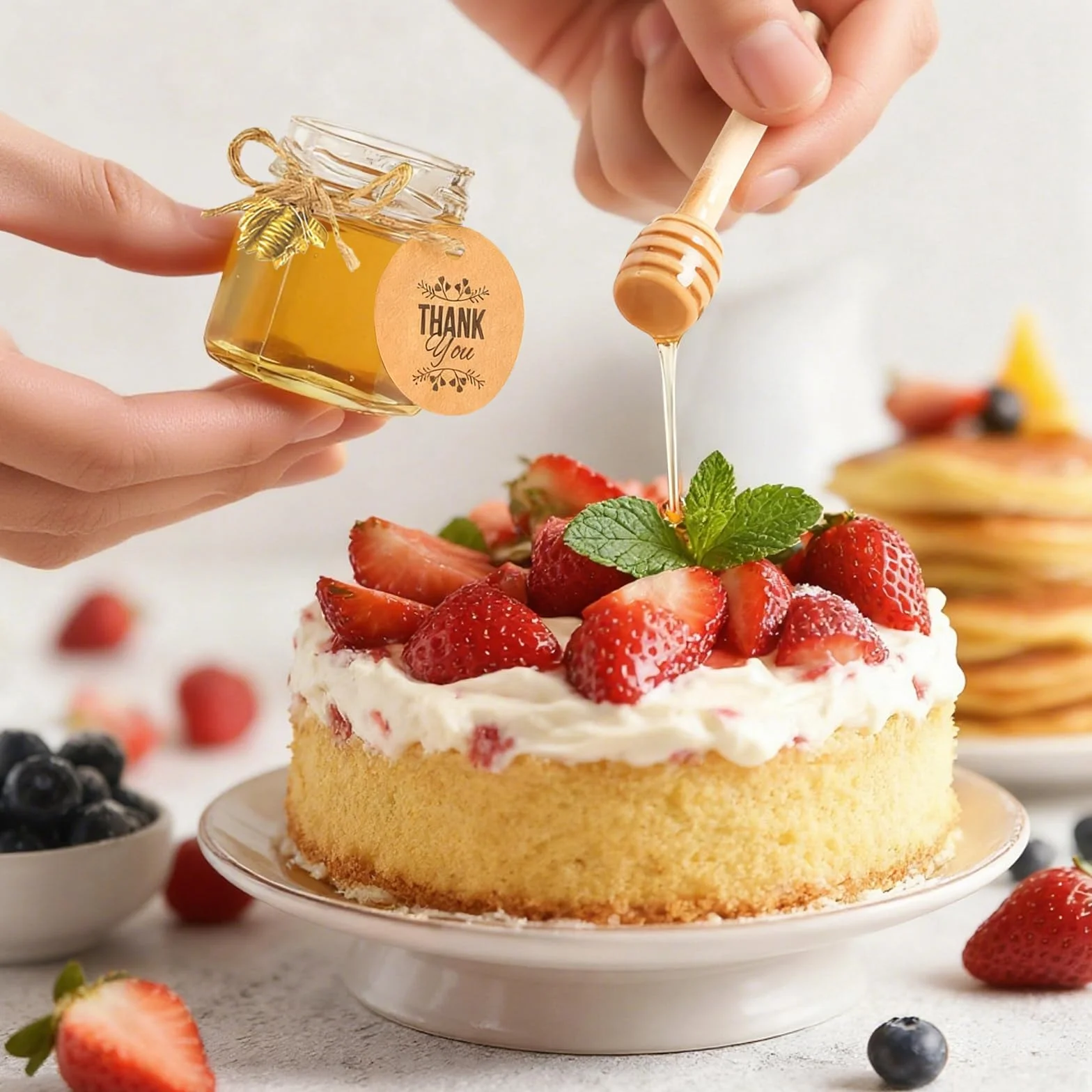 30 Pcs Vasetti Mini Miele Esagonali Vetro 45ml con Coperchi Dorati a Vite, Cucchiai per Miele, Ciondoli Api – Ideali per Baby Shower, Nozze, Battesimo, Regali di Natale e Bomboniere