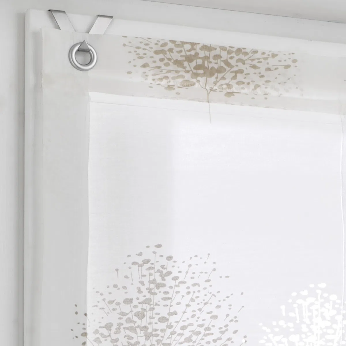 Kutti Tenda a Pacchetto Bellinda Bianca, Motivo Floreale Naturale, con Occhielli 60 * 140 cm
