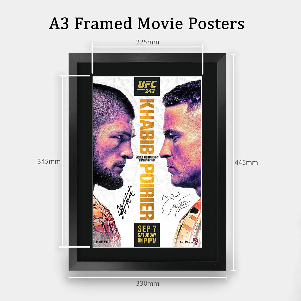 HWC Trading UFC 242 Khabib Nurmagomedov Dustin Poirier, foto con autografo stampato per fan UFC Memorabilia – A3