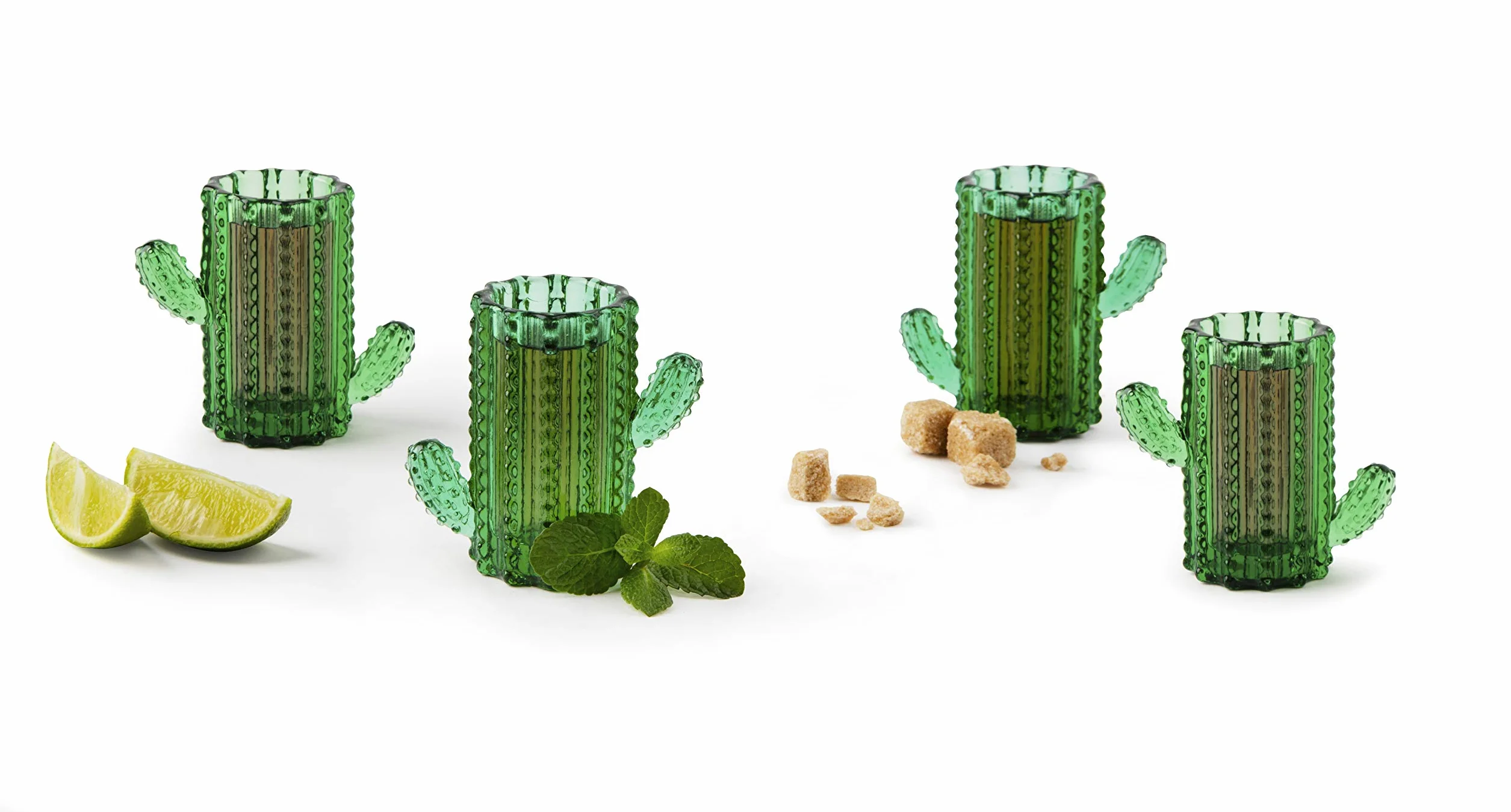 Excelsa Cactus Set 4 Bicchierini da Liquore, Vetro
