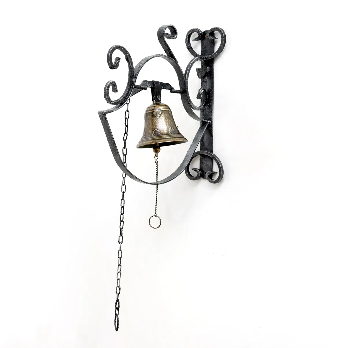 CAMPANA IN FERRO BATTUTO ARTIGIANALE MADE IN ITALY da muro per interno ed esterno 45x29 cm