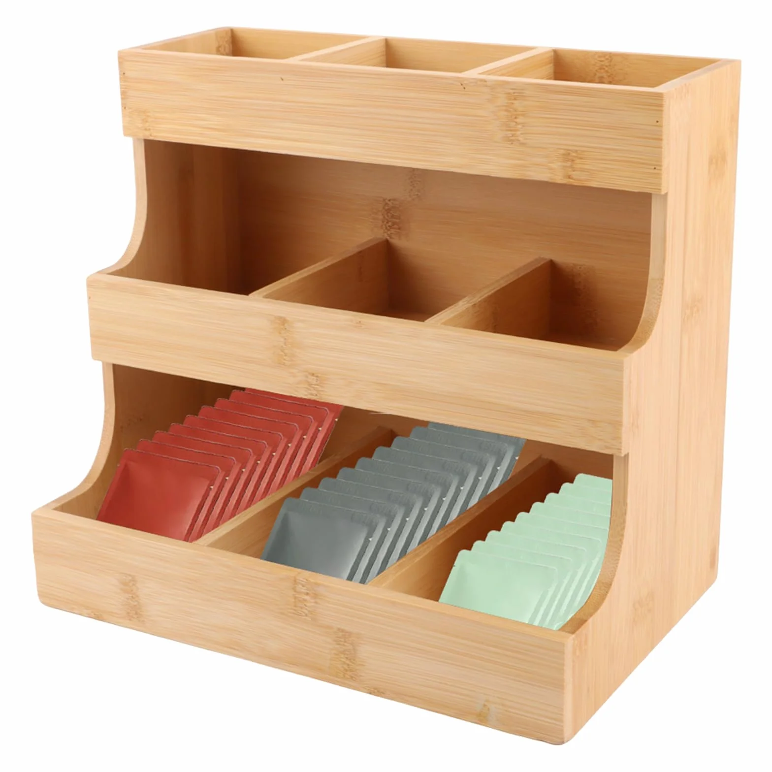 26 x 17 x 24 cm, organizer per bustine da tè in bambù, scatola da tè in legno con 9 scomparti, porta bustine da tè in bambù, porta bustine da tè, organizer verticale