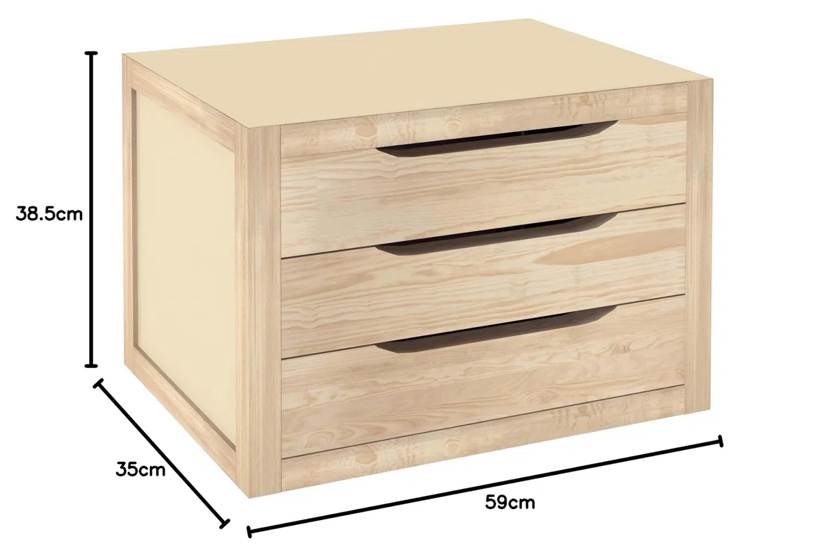 Capaldo CASSETTIERA 3CASSETTI IN LEGNO DI PINO NATURALE CM.39X30X29,5H Marrone