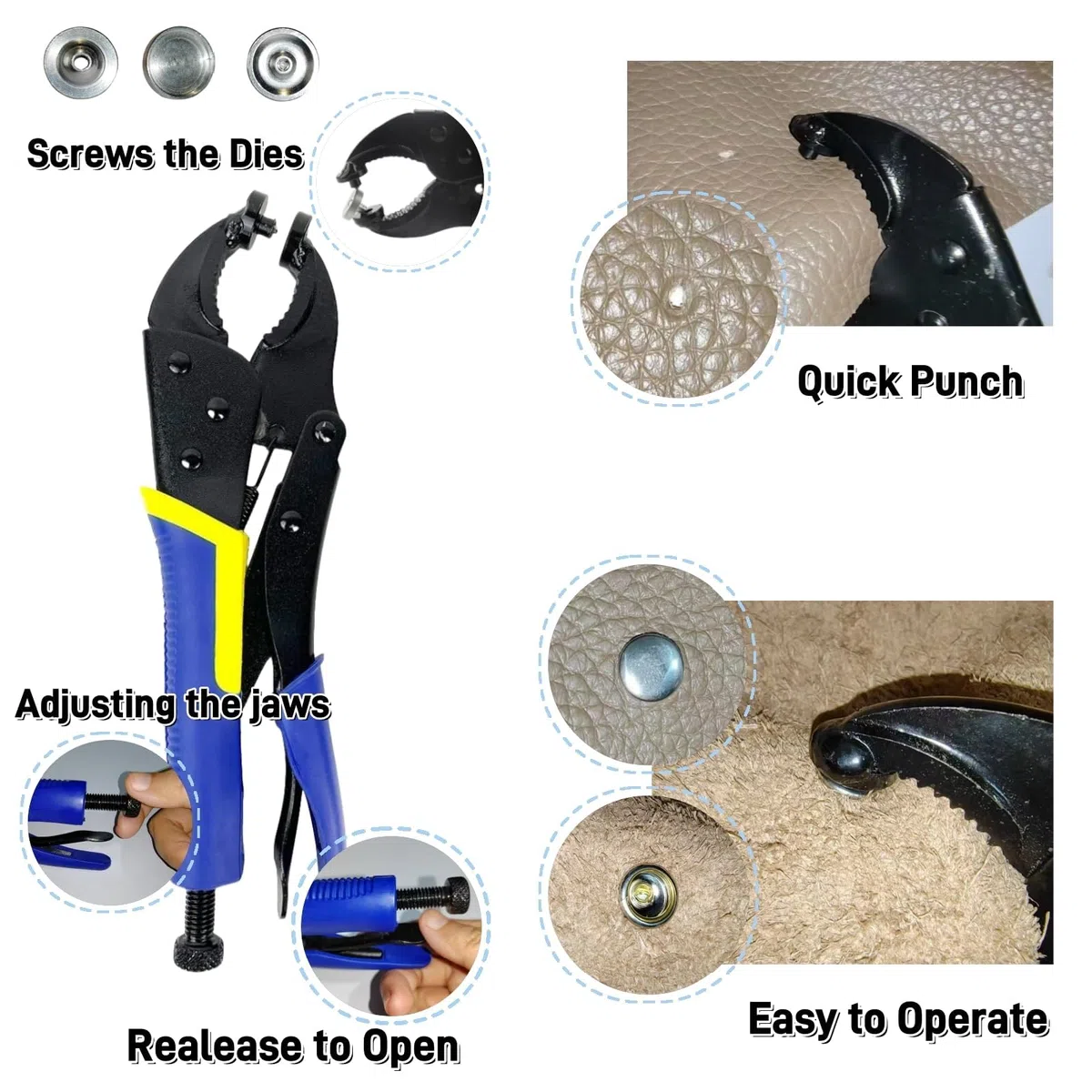 SUNAROC Set Bottoni Automatici A Pressione, 15mm Bottoni A Pressione Metallo Bottone A Pressione Vite Per Cuoio Zaini Cappello Borsa Cinture Pelle Tende, Tela, Cucito, Teloni