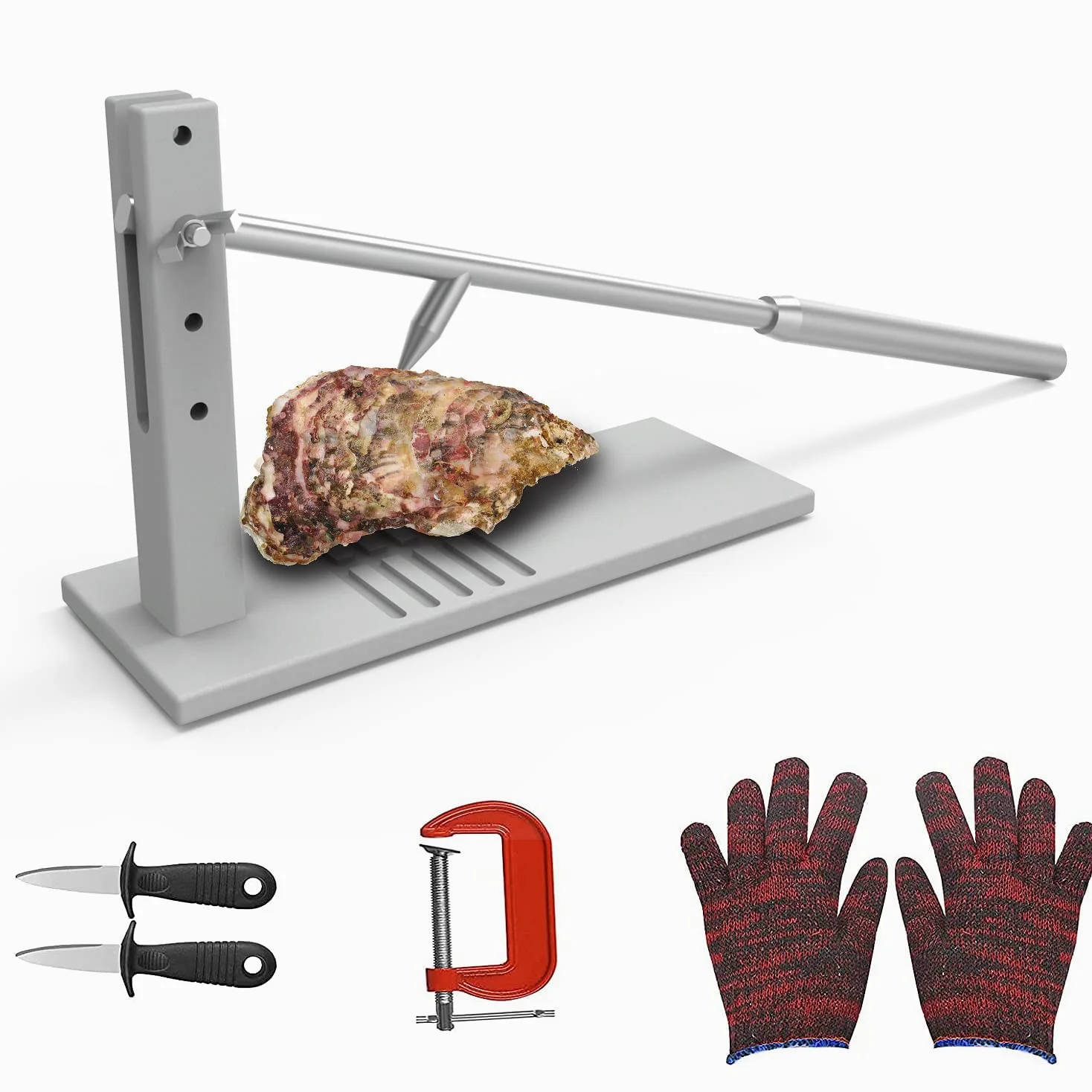Apri ostriche professionale, Coltello Portatile per Sgusciare Ostriche,Facile da Usare, Macchina per Aprire Ostriche per Uso Domestico, Inclusi Due Coltelli per Sgusciare Ostriche, Guanto e G-Clip