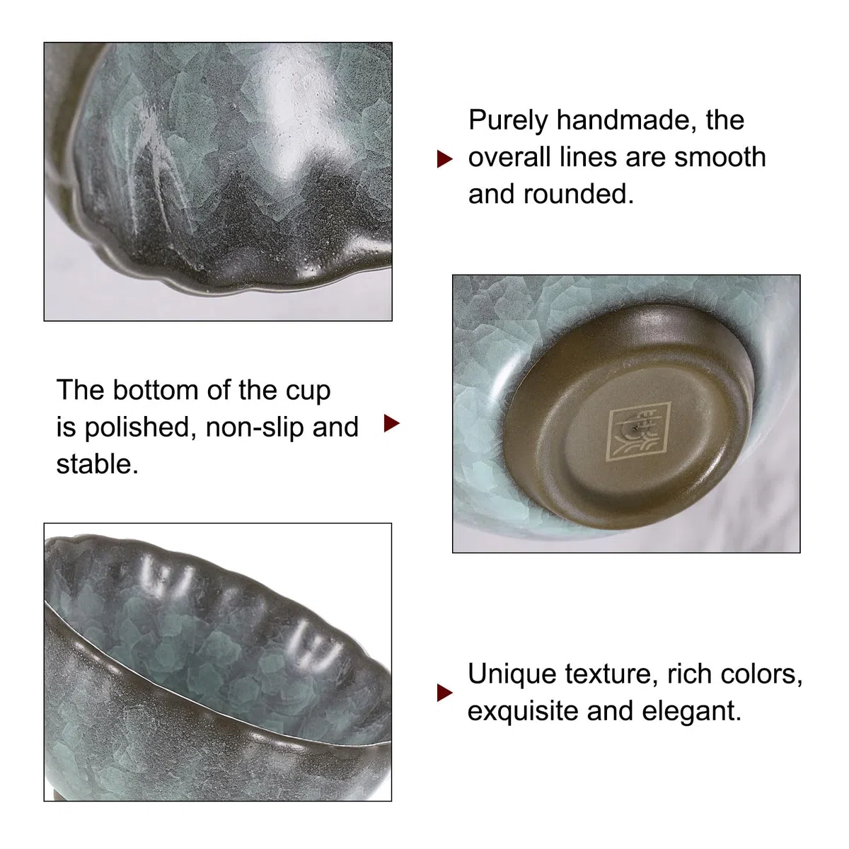 QUARKZMAN 2pz Ciotola Giapponese Matcha 4,23oz Set Tè Gong Fu Tradizionale in Ceramica Tazza Tè Mate Giapponese Senza Manico Porcellana Grande per Tè Matcha Caffè Bevande, Ciano