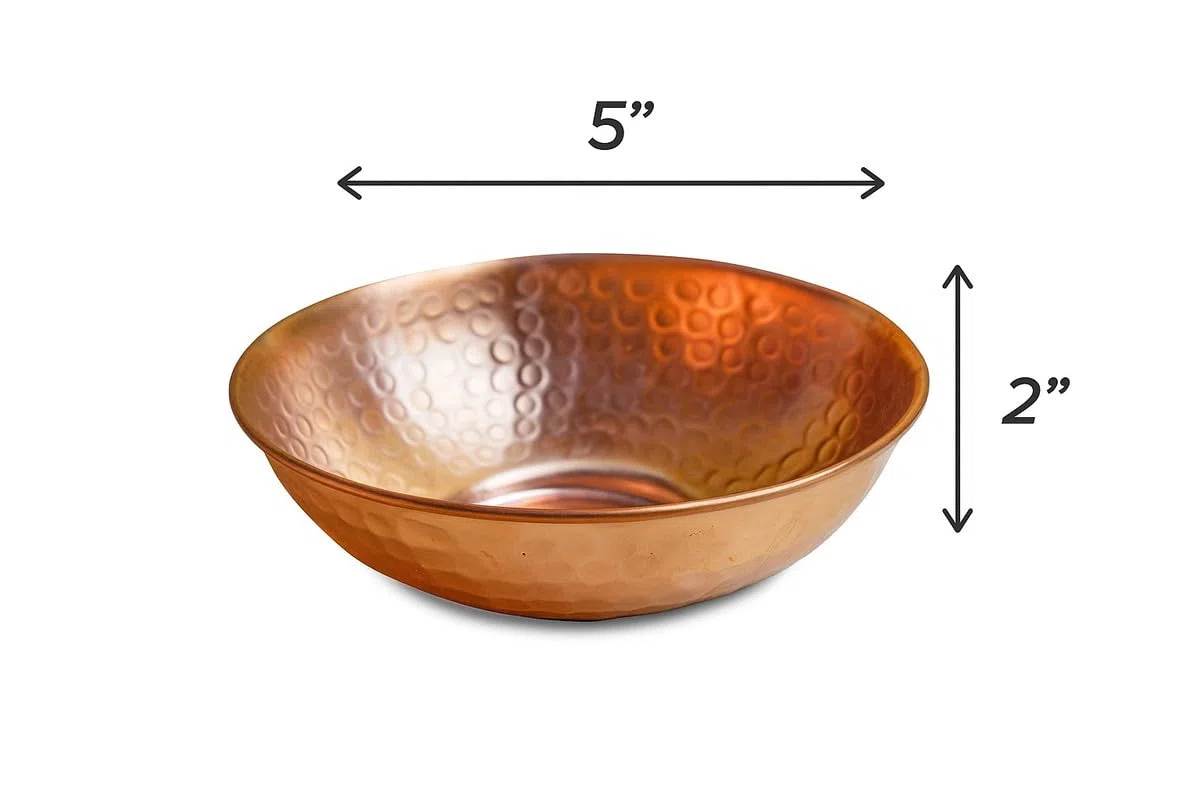 GoCraft Ciotola decorativa in puro rame, finitura martellata, ciotola in puro rame per noci, insalata, frutta e servire in cucina, 12,7 cm (piccola)