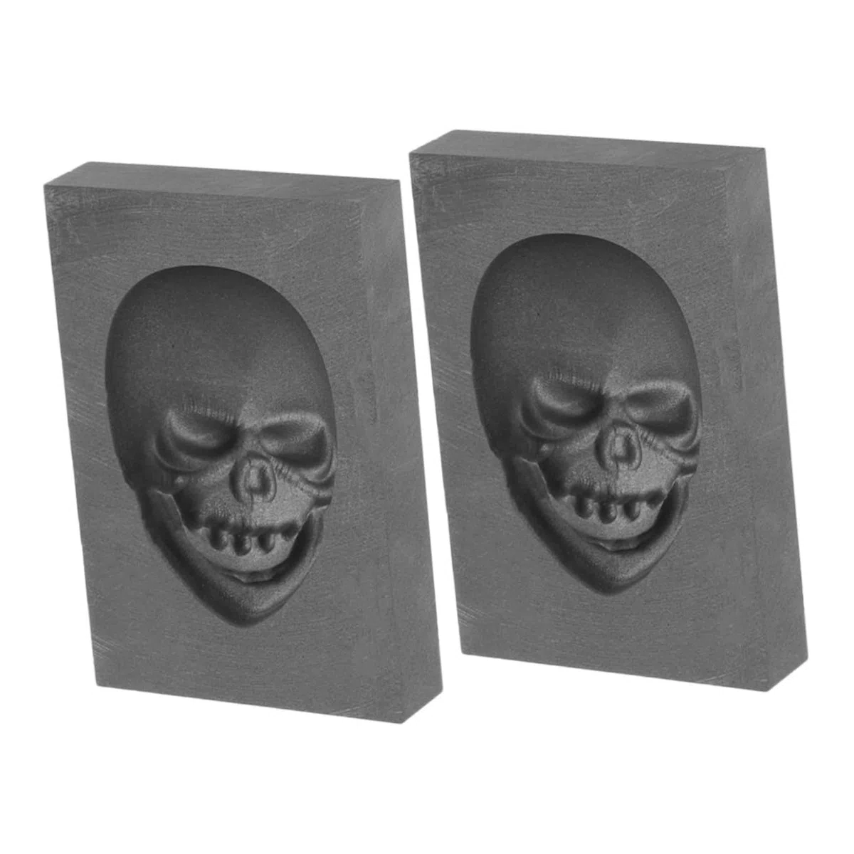 DOITOOL 2 Pezzi Stampo Lingottiera in Grafite Alta Densità Forma di Teschio per Fusione Argento e Rame Design Unico per Gioielli e Decorazioni Artistiche