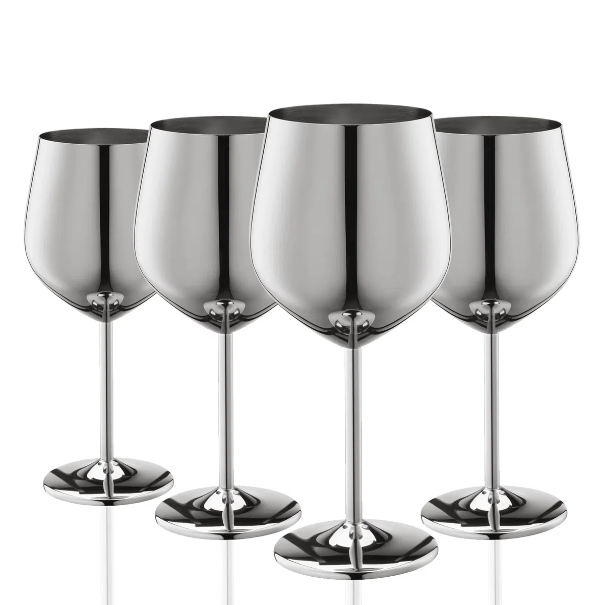 WOTOR Calici Da Vino In Acciaio Inox Set Di 4, 540ml Metallo Bicchieri Vino Rosso, Infrangibili e Portatili, Idonei Utilizzo All'aperto, Regalo Per Gli Amanti Fel Vino (Argento)