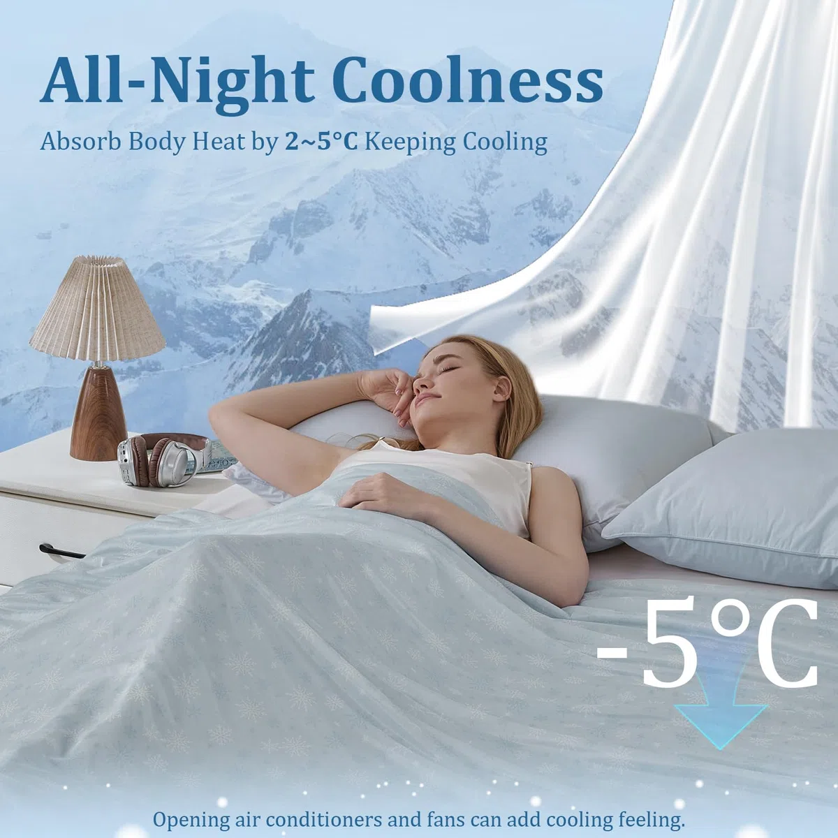 CHOSHOME Coperta Estiva Matrimoniale 150x200CM con Arc-Chill Coperta Letto in Fibra di Raffreddamento Q-Max=0,42 Coperta Rinfrescante Coperte Divano Anti Statico 2 Lati Allevia Sudore Fiocco di neve