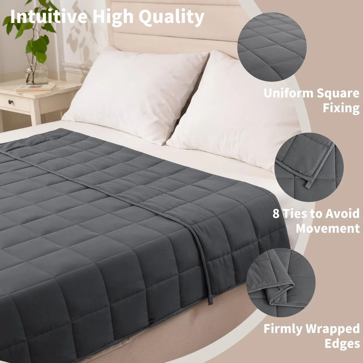 Good Nite Coperta Ponderata Benessere Antistress Coperta Pesante Sensoriale Rilassante per Adulti Coperta Ponderata Bambini Grigio 6kg 125x180cm