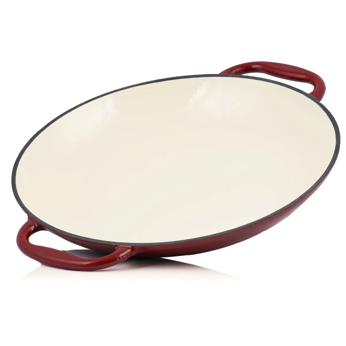 Mahlzeit Padella per Paella smaltata | Ø 35 cm | Ciliegio Scuro | Padella in ghisa con due manici | Padella per griglia, Padella per griglia paella, Padella per paella resistente al forno, Padella per