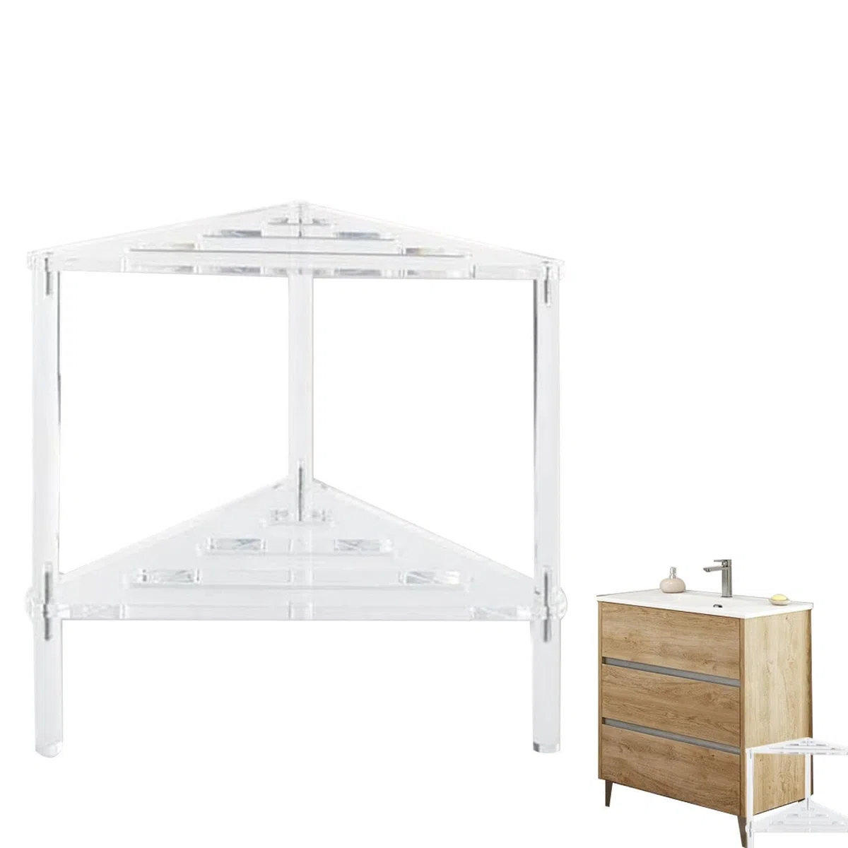Generico Sgabello doccis, Sgabellos Triangolare Per La Doccia, Sgabello Doccia Angolare Acrilico, Sedie Da Bagno Stabili Con Ripiano Portaoggetti, Per Spa Bagno, Soggiorno