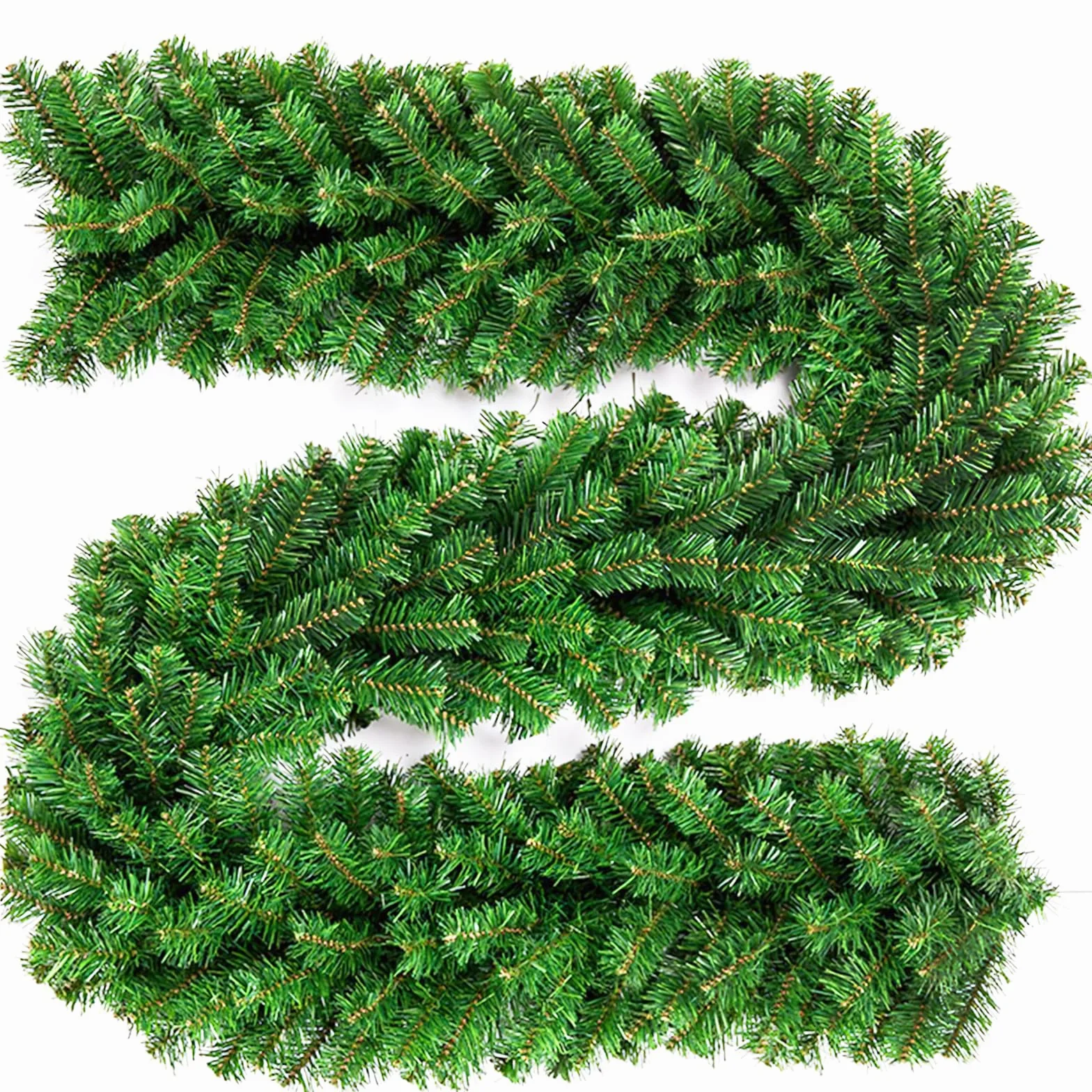 DATEFUN Ghirlanda di Natale Artificiale, 2.7m Ghirlanda di Abete Verde del PVC, Decorazioni Natalizie Allaperto dellinterno per Camino, Scala, Finestre, Festa di Natale (270 Rami)
