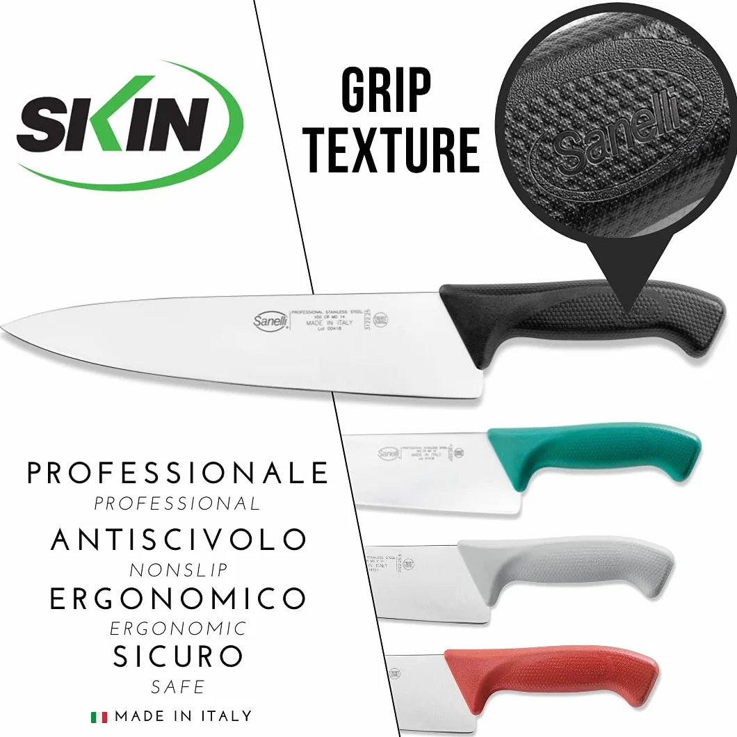 Sanelli Linea Skin Coltello Francese Seghettato, Acciaio Inox, Azzurro, Lunghezza lama 22 cm.