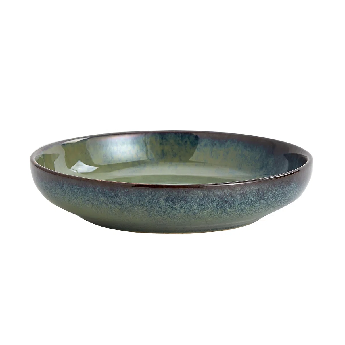 Transmutation Glaze - Ciotola per pasta in ceramica, larga 25,4 cm, grande ciotola per frutta, per cucina, forno a microonde, lavabile in lavastoviglie (verde)