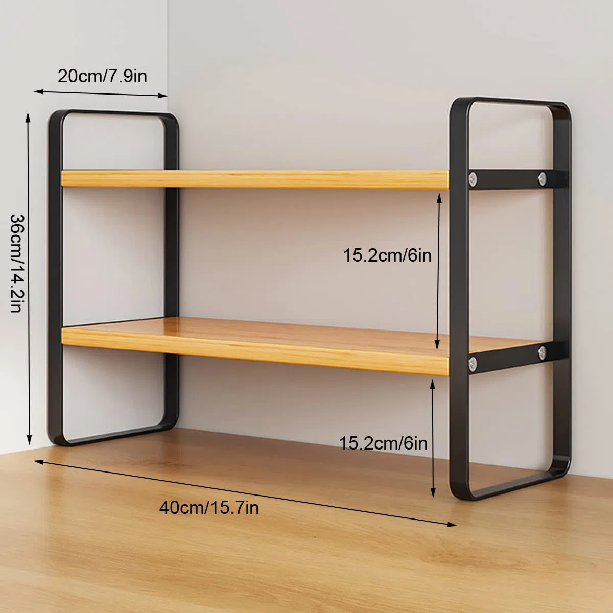 AUSHOPLAH Scaffale da scrivania in legno E01 (nero + blu)