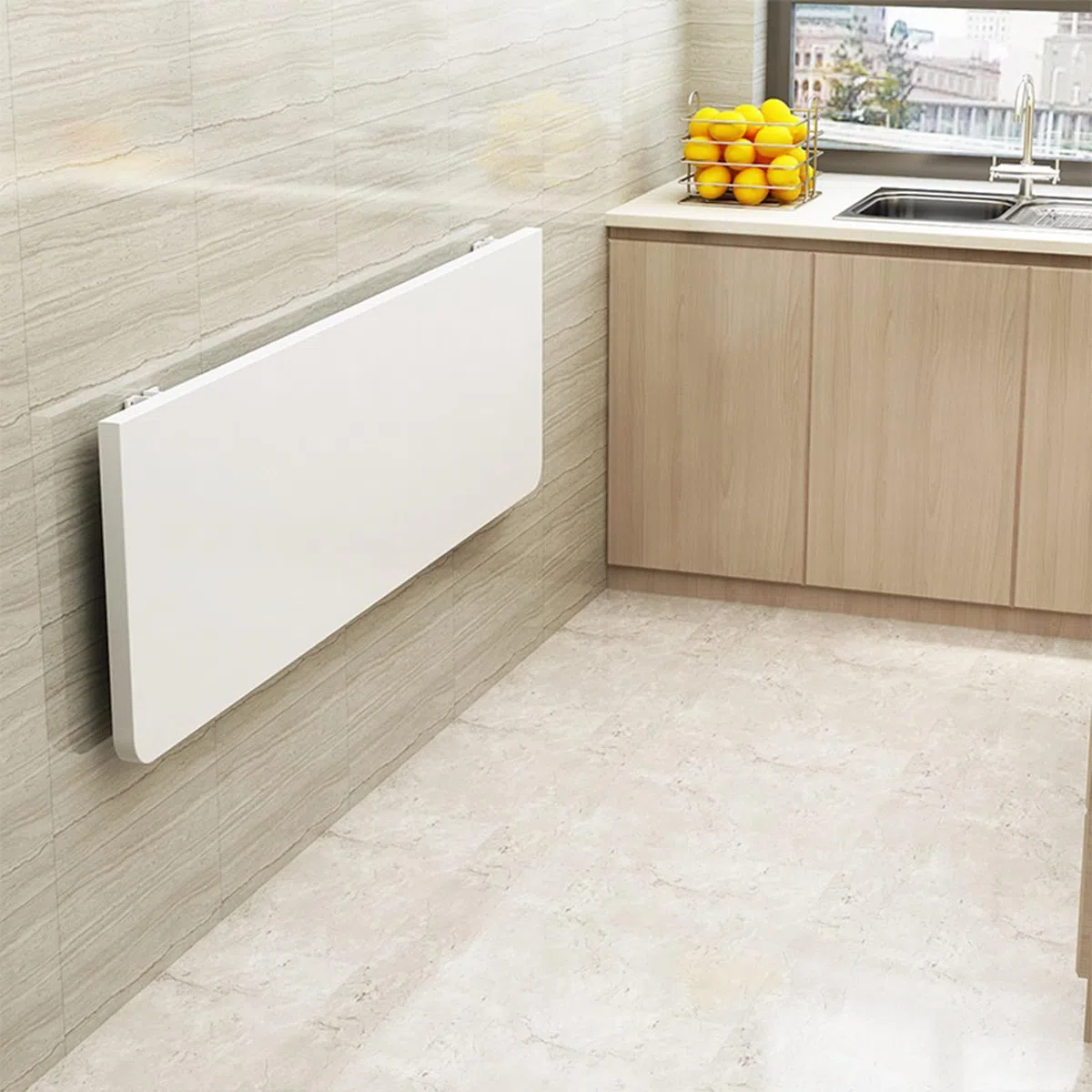 Tavolo da pranzo pieghevole invisibile, scrivania galleggiante per computer, toeletta a muro pieghevole, tavolo da bucato (60 * 30 * 1,6 cm - Bianco)
