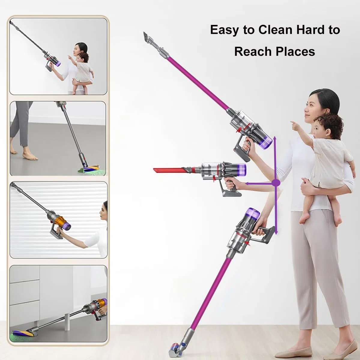 Tubo Ricambi per Dyson V15 V11 V10 V8 V7 Aspirapolvere, Tubo Prolunga di Ricambio, Prolunga Telescopica Asta Rigida 72cm - Fucsia