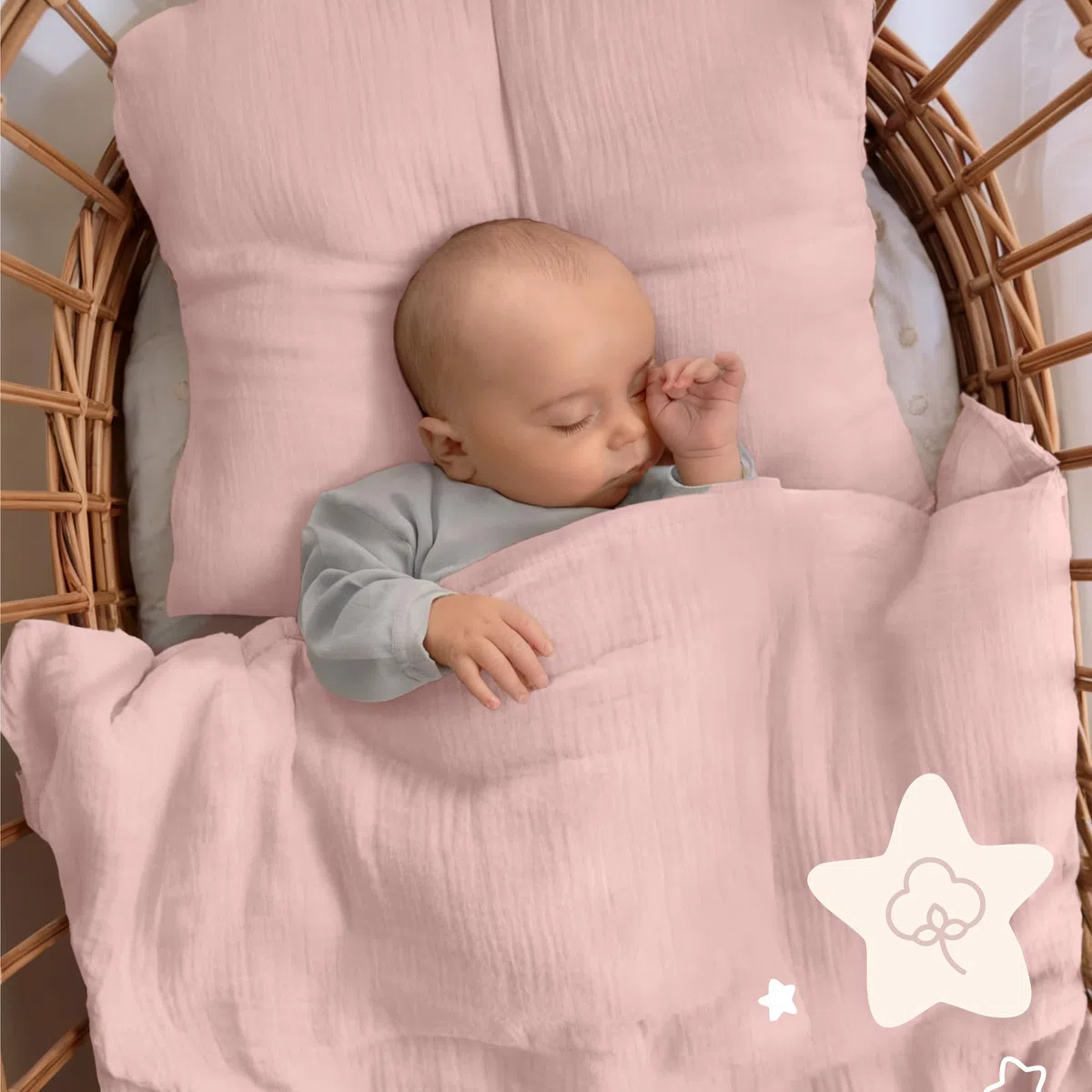 Dreamzie copripiumino lettino neonato 80x80 cm set lenzuola culla in cotone - lenzuola lettino con sbarre + federa 35x40 cm - OEKO-TEX certificato – Rosa