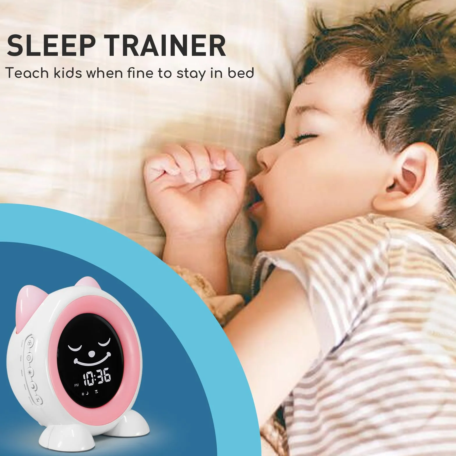 Time to Wake Sveglia per bambini, I.CODE Orologio da allenamento del sonno per i bambini con luce notturna e timer Nap, regalo per bambini da 2 a 10 anni (verde foresta)