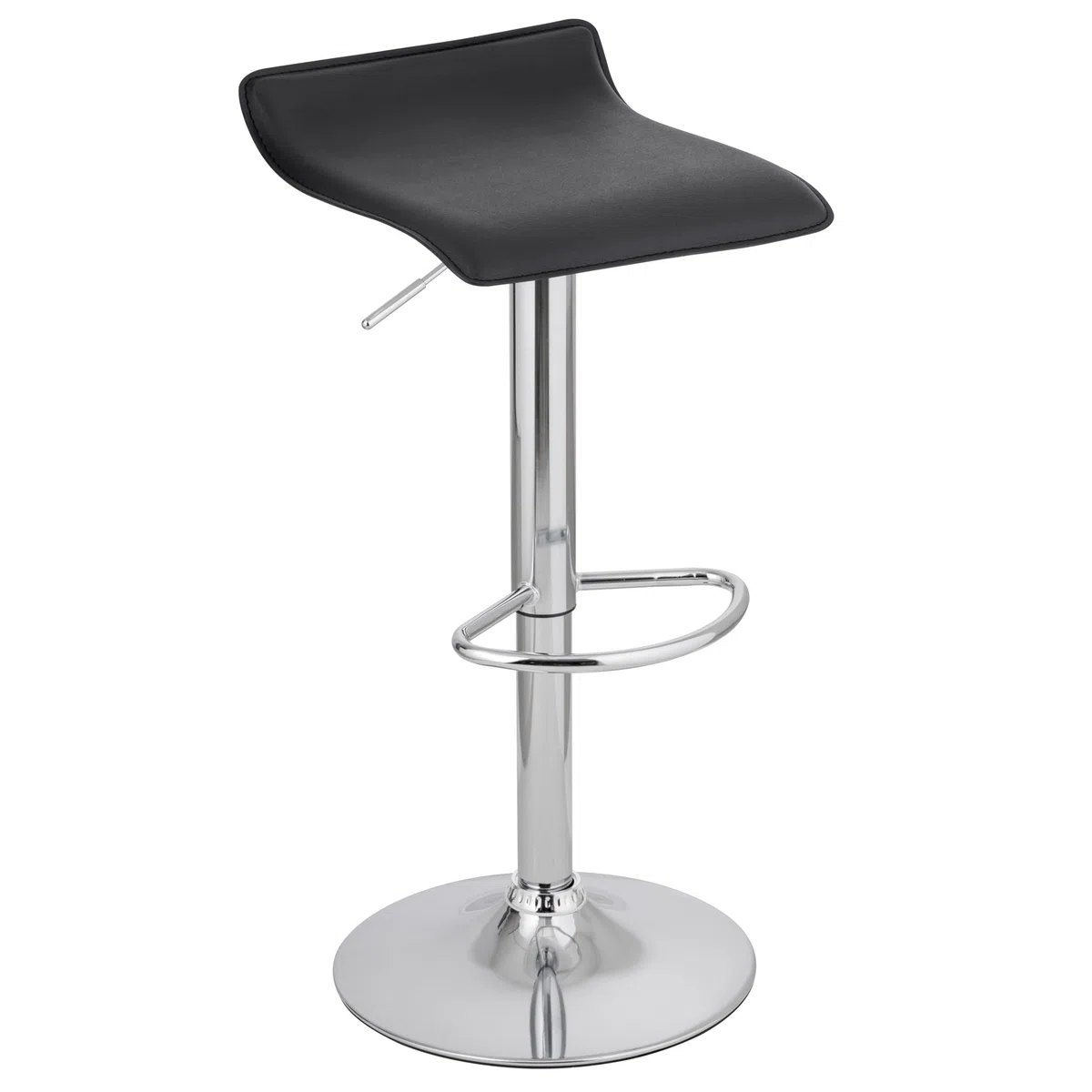 Baroni Home Sgabello Bar Girevole con Altezza Regolabile, Base Cromata con Poggiapiedi e Fondo Antigraffio, Sgabello Cucina, Ristorante, Penisola, Facile da Montare, 38x45x59-79 cm Nero, 1 Pezzo