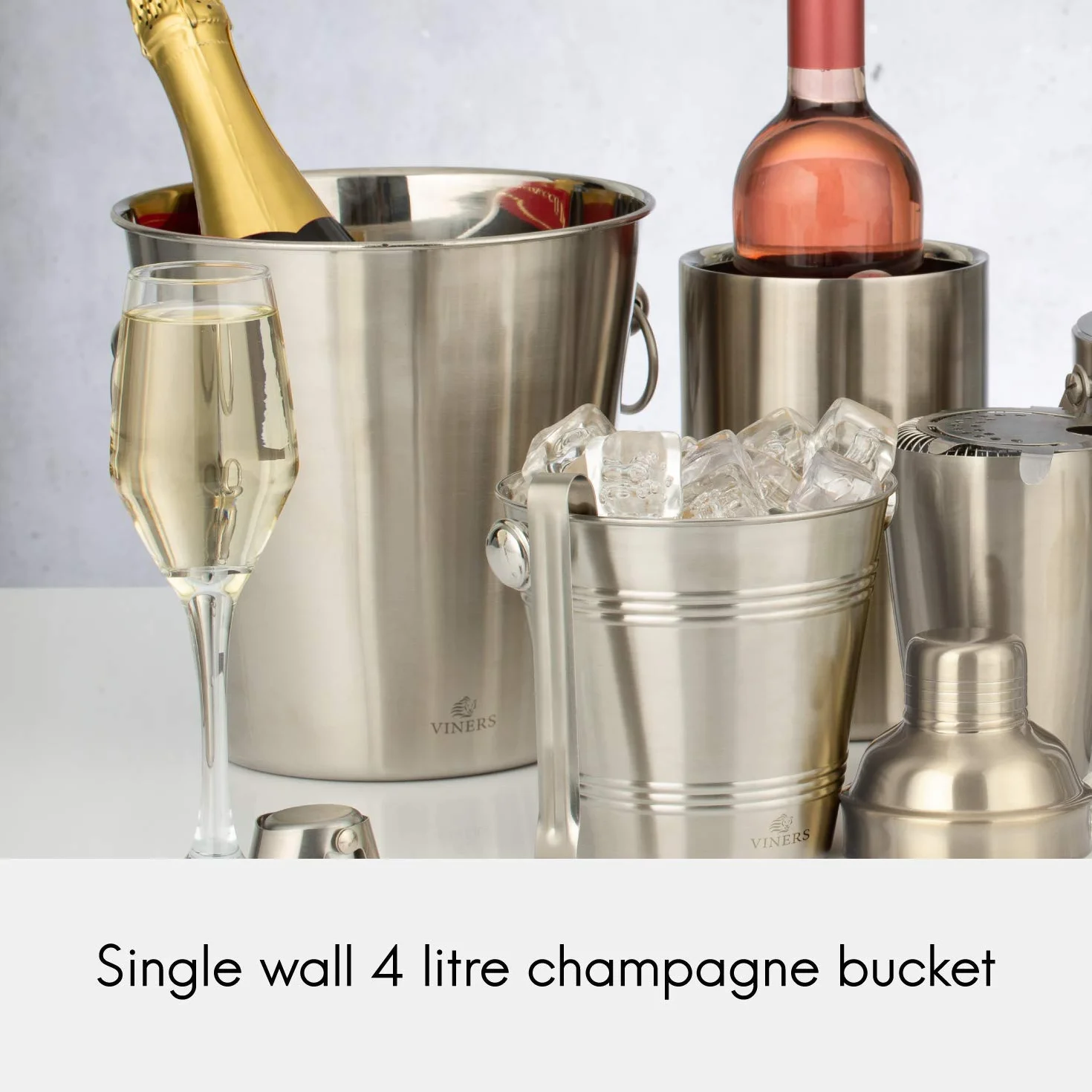 Rayware 0302.215 Viners Barware - Secchio per champagne, in acciaio inox, 4 l, colore: Argento