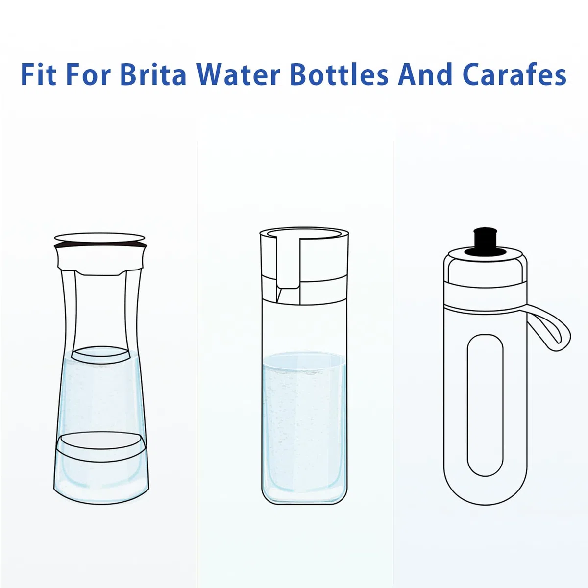 Dischi per filtro dell'acqua a micro disco compatibili con bottiglie filtranti Brita Fill and Go, caraffe, riducono cloro, microparticelle e altre impurità (confezione da 8)