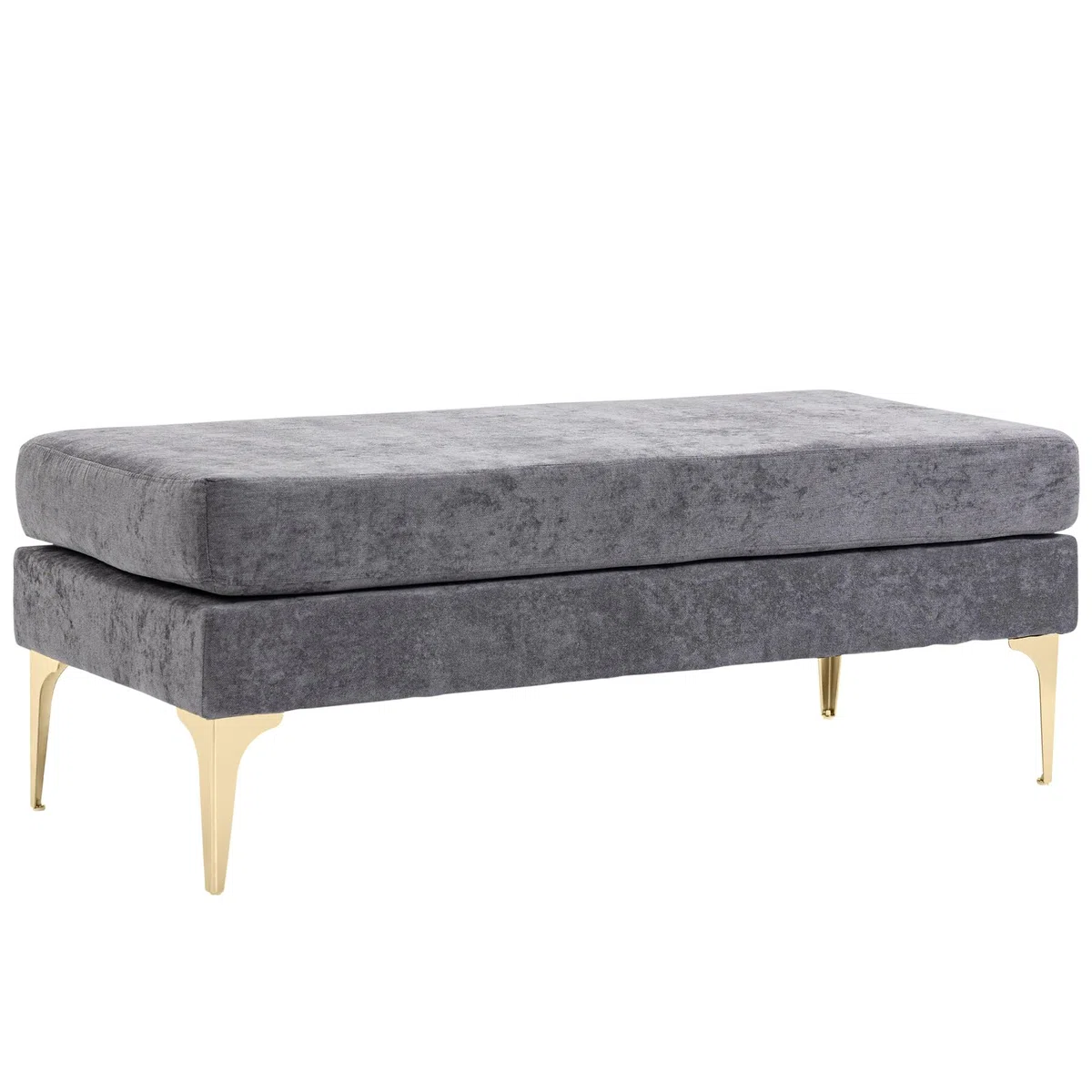 HOMCOM Panca Fondo Letto a 2 Strati, Panca Camera da Letto in Tessuto Effetto Velluto e Acciaio, 121x50.5x46.5 cm, Grigio Scuro e Oro