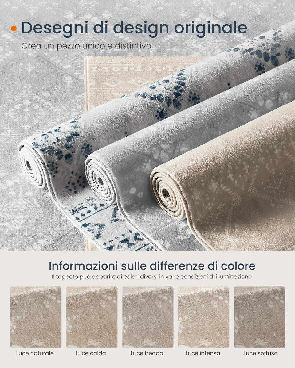 SONGMICS HOME Tappeto per Soggiorno, 120 x 170 cm Tappeto Salotto Antiscivolo, per Soggiorno Camera da Letto Cameretta, Lavabile in Lavatrice, Stile Boho, Beige Cappuccino TAR027K01V1