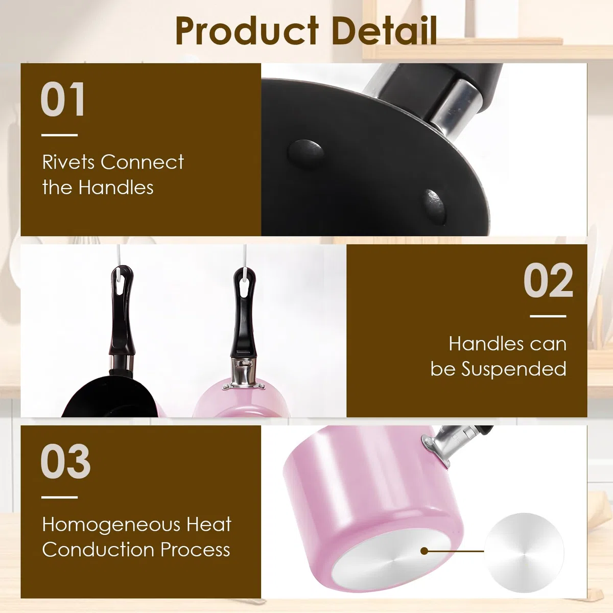 Buachois Mini Pentola Per Zuppa, Pentola Per Il Latte, Pentola Per Il Latte Resistente A Bastoni E Scottature, Pentola Compatibile Con Piani Cottura Anche A Calore Con Doppio (Rosa)