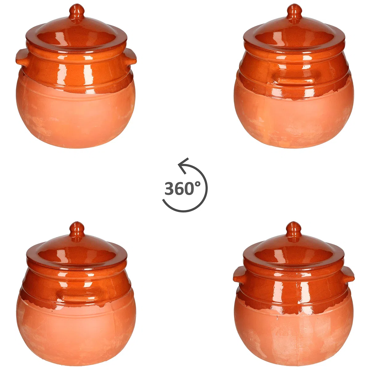 MamboCat Casseruola in terracotta con coperchio 4,5 litri stile mediterraneo fatta a mano parzialmente smaltata adatta a stufati per rum o cetrioli antica/vintage medievale