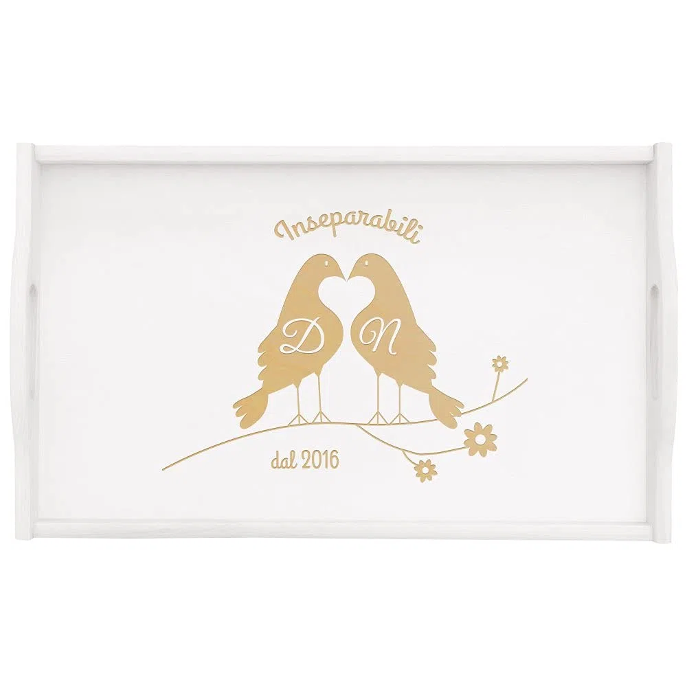 Maverton Tavolino da Letto per Colazione Personalizzato a Laser - Tavolo Pieghevole Bianco - Vassoio Multifunzione - idee regalo per anniversario, matrimonio - Inseparabili