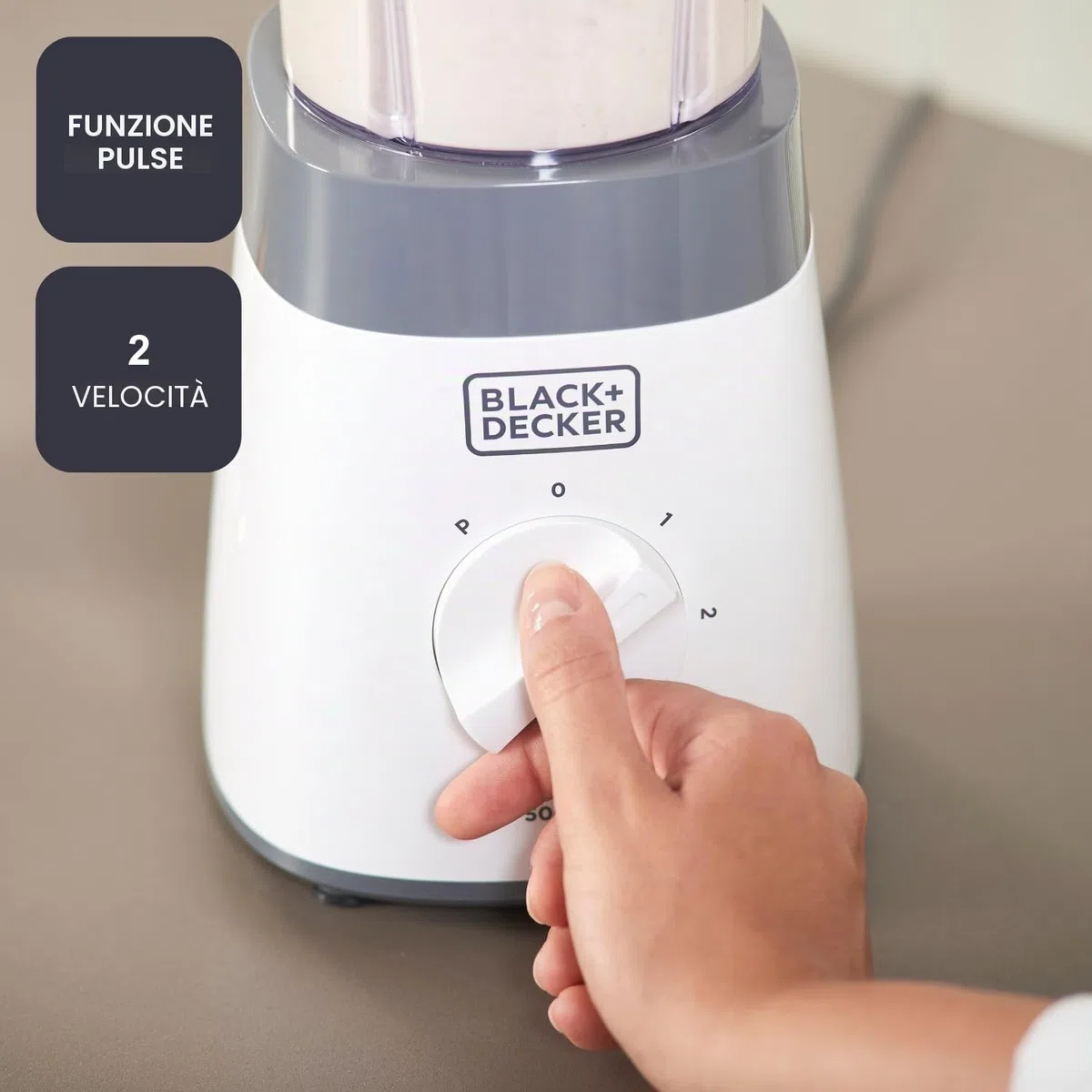 BLACK+DECKER BXJB500E Frullatore con Caraffa, 1,5L, Plastica, Bianco