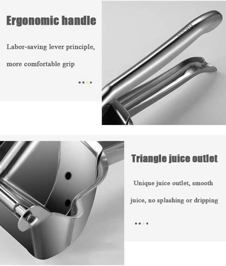 Spremiagrumi manuale, in acciaio inox 304, per mele, pere, agrumi, melograni, limoni, arance e altro, spremi frutta manuale