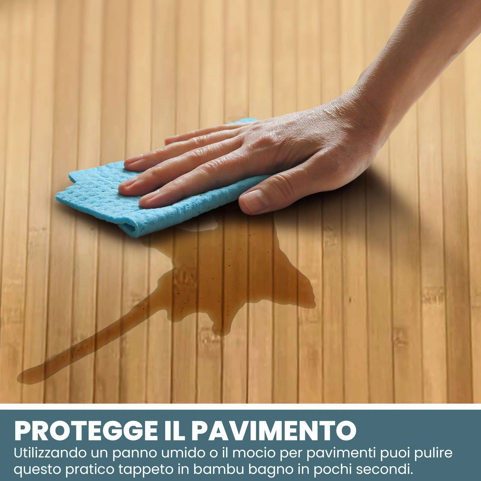 Tappeto Bamboo Cucina Antiscivolo – Passatoia Cucina Idrorepellente, Facile da Pulire | Tappeto Cucina Antiscivolo Lavabile al Metro – Tappeto Bambu (Beige, 50x200cm)