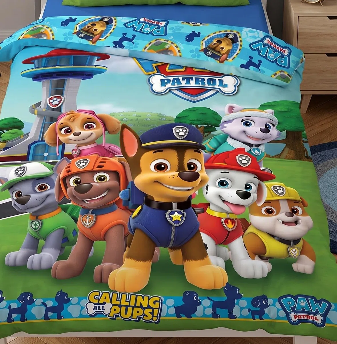 Parure da letto Pat Patrol Calling All Pups – copripiumino 140 x 200 cm + federa 65 x 65 cm