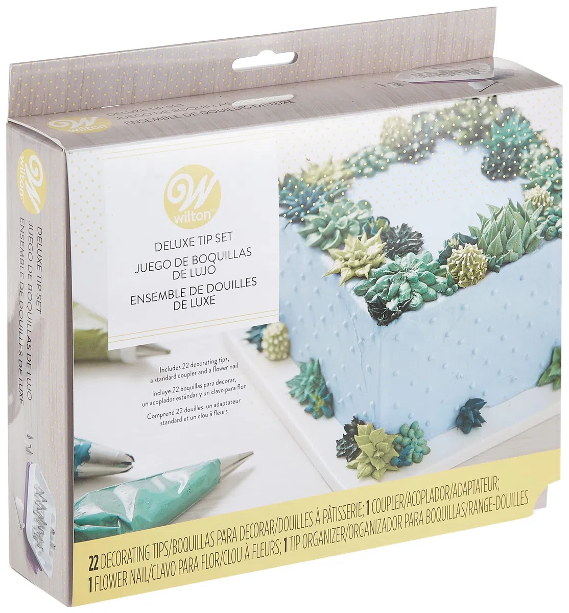 Wilton Set Deluxe Beccucci in Acciaio Inox Set/22, Beccucci per Decorare Forme Rotonde, Stella, Petalo e Foglia, Piping Tips per Decorare Torte, Cupcake, Biscotti, Pasticcini - Set/22