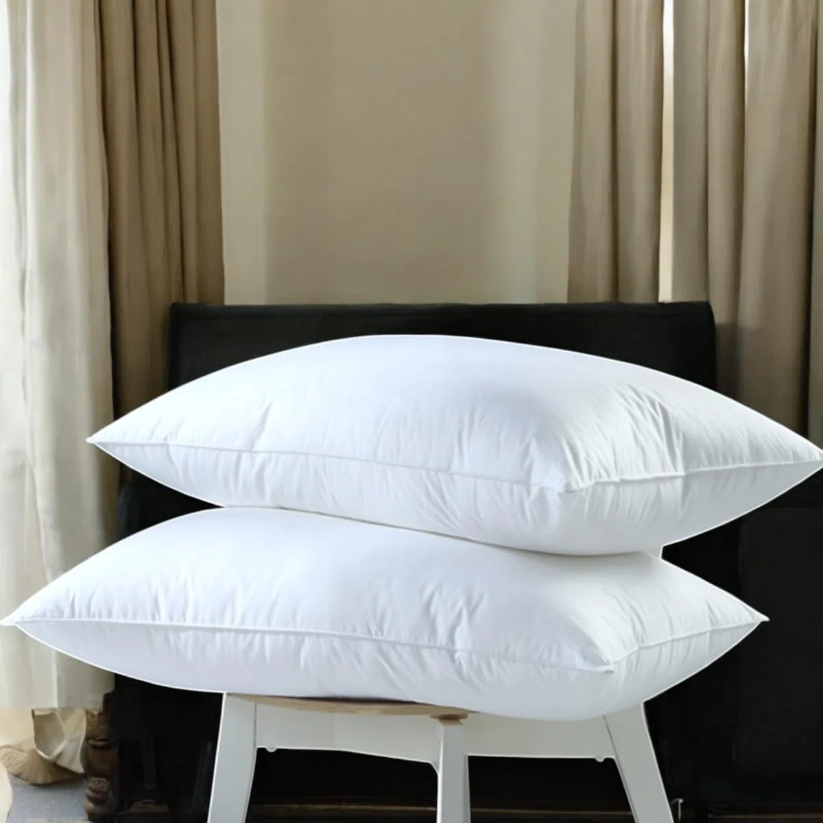 Pro Home Cuscini in piuma d'oca e piumino d'anatra, 1200 g/m², lussuosi, confortevoli, con fodera in cotone, ipoallergenici, qualità alberghiera, dimensioni standard del Regno Unito, 48 x 74 cm